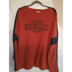 Harley Davidson‎ '10 Long Sleeve Thermal Shirt Men's Large Orange Smoky Mountain